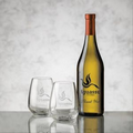Chardonnay Wine & 4 Brunswick Wine Glass Gift Set (Deep Etch 1 Color)